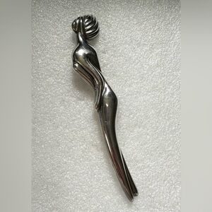 Sterling Silver  Modernist Art Deco Nude Silhouette Woman Brooch 5”